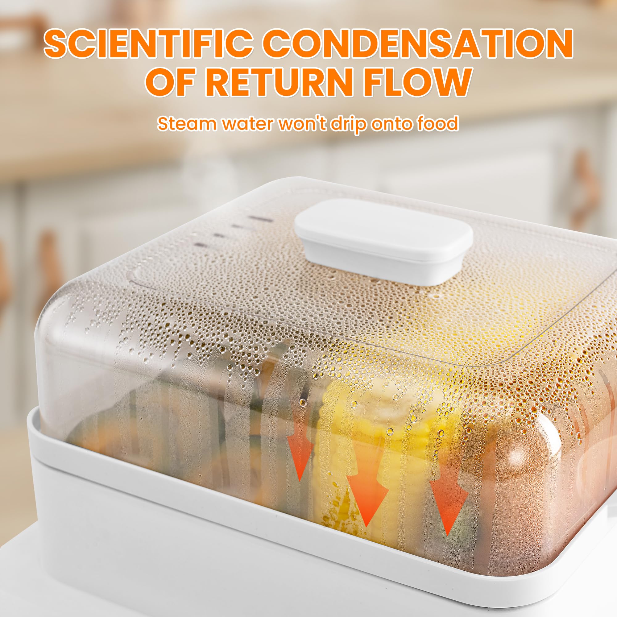 Pukomc Food Steamer 3 Tier 16QT Electric Vegetable Steamer With Appointment and Timer Multifunctional Digital Steamer For Fast Simultaneous Cooking (800W)