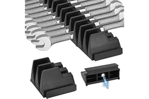 P POLERDEN PRO & DIY -40 Strong Magnetic (upgraded) Wrench Organizer for Tool Drawer Storage Professional Grade Modular Wrench Organizer Fits Small & Large Size Wrench-Black