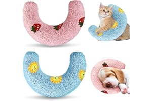 STSAIL 2PCS Dog Neck Pillow Calming Pillow for Dogs Soft Cat Calming Pillow U Shaped Calming Pillow for Small Dogs, Anxiety Relief Calming Dog Pillow, Dog Bed Pillow for Enhance Pet Sleep