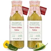 Patricia Quintana Three Chiles Salsa - Authentic Artisanal Mexican Ingredients - Perfect topping to your tacos, burritos, enchiladas or other favorite food (12 oz, 2 Bottles)