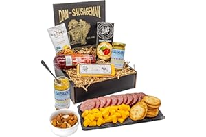 Dan the Sausageman's Gourmet Meat & Cheese Sampler Gift Box | 7-Items Smoked Beef Summer Sausage & Specialty Sweet Hot Mustard for Easy Gifting & Lasting Memories