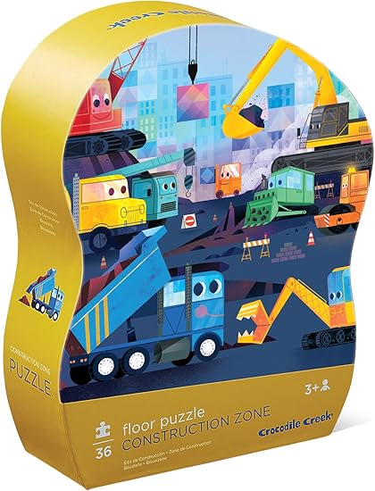 Crocodile Creek 4070-5 Zone -Piece Construction Jigsaw Floor Puzzle, 27 x 20, Blue/Green/Orange/Red/Pink