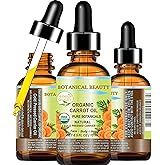 Botanical Beauty Organic CARROT SEED OIL 100% Pure VIRGIN UNREFINED Undiluted Cold Pressed Carrier Oil for Face, Skin, Body, Hair, Lip, Nails. Rich in Beta Carotene, Vitamin E (0.5 Fl Oz)