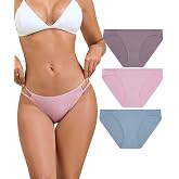 ANLIQI Women's High Cut String Bikini Panties Modal Comfort Breathable Stretch Bikini Underwear Soft Plus Size Underwear