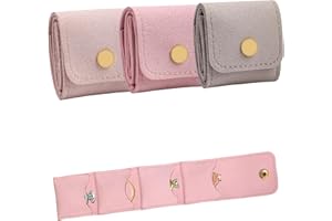 COOKOOKY 3 Pack Mini Jewelry Organizer, Travel Jewelry Case, Foldable Multifunctional Travel Jewelrys Pouch for Earrings, Necklaces, Rings, Chain Bracelets, Brooches