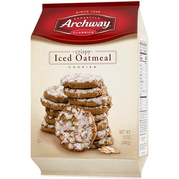 ARCHWAY COOKIES, CRISPY ICED OATMEAL COOKIES, 12 OZ