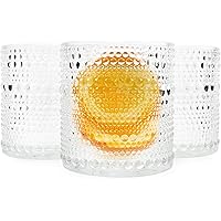 Darware Hobnail Drinking Glasses (6oz, Clear); Old-Fashioned Beverage Glasses for Tabletop, and Bar Use, and Candle Jars