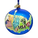 Travel to The USA Glass Ball Christmas Ornament 4 Inches