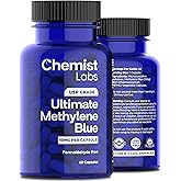 Chemist Labs Methylene Blue Capsules for Humans - USP Grade 99% Purity, Methylene Blue Pharmaceutical Grade, Third Party Tested, Supports Cellular & Mitochondrial Function, Made in USA, 60 Count