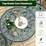 TANGZON 3 Pieces Patio Bistro Set - Cast Aluminum Table & 2 Chairs Green view 3