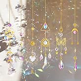 6 Pieces Colorful Crystals Suncatcher Hanging for Window Sun Catcher with Chain Pendant Ornament Crystal Balls for Garden Christmas Tree Wedding Party Patio Backyard Car Home Indoor