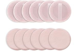 WLLHYF 12PCS Makeup Powder Puffs Pink Cotton Powder Puffs Round Powder Puff for Makeup Face Powder Velour Puffs for Loose Powder Washable (pink)