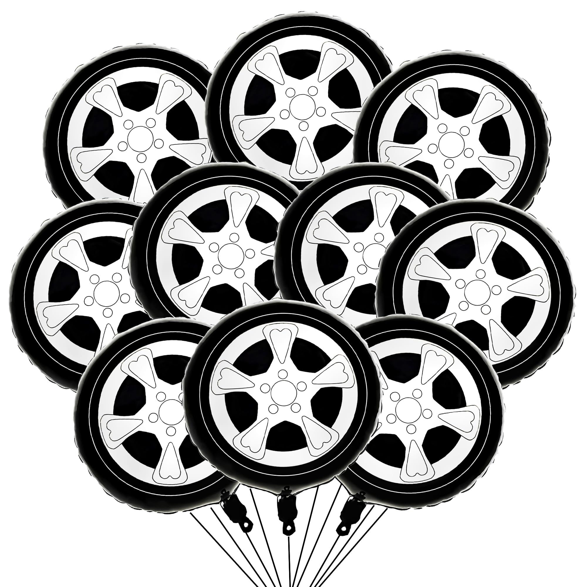 Photo 1 of 10Pcs Race Car Balloons Wheel Tire Balloons Race Car Birthday Party Supplies Transproation Car Themed Party Decorations Foil Balloons Arch Garland For Boys Birthday Truck Party Supplies Favors