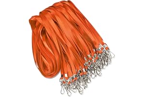MAILETO 50 Pack Orange Lanyard Bulk Lanyard for id Badge Holder Durable Flat Lanyard with Swivel Hook and Badge Clip