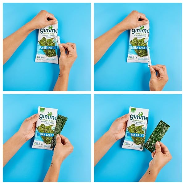 GIMME SEAWEED GRAB & GO ORGANIC PREMIUM ROASTED SEAWEED SNACKS, TERIYAKI, 5 COUNT TRAYLESS, KETO, VEGAN, GLUTEN-FREE, SOURCE OF OMEGA3S AND IODINE, HEALTHY ON-THE-GO SNACK FOR KIDS AND ADULTS