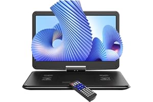 CEYOMUR 17.5" Portable DVD Player with 15.6" HD Swivel Screen, 6 Hours Rechargeable Battery, Supports USB/SD/TV Sync and Multiple Disc Formats, Dual Stereo Speakers, Car Charger, Remote Control (No Blu-Ray)