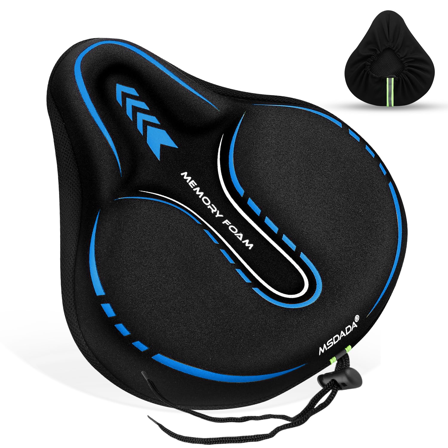 MSDADA New Large Gel Bike Seat Cover - Padded, Soft Cushion for Men & Women, Comfortable Cycling Accessory(Blue)