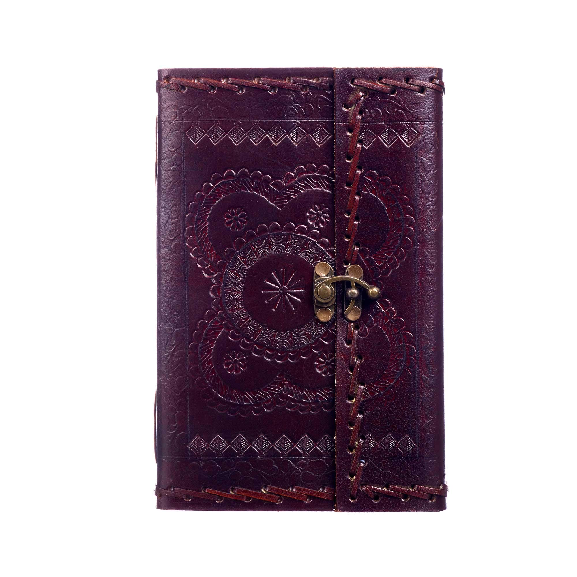 Paper High Indra Extra Large Stitched and Embossed Leather Journal with clasp 145 x 240 mm