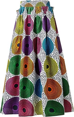 SHENBOLEN Women African Print Skirt Ankara Maxi Skirt Dashiki