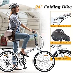 BALINGE 24" Folding City Bikes Steel Frame 7 Speed