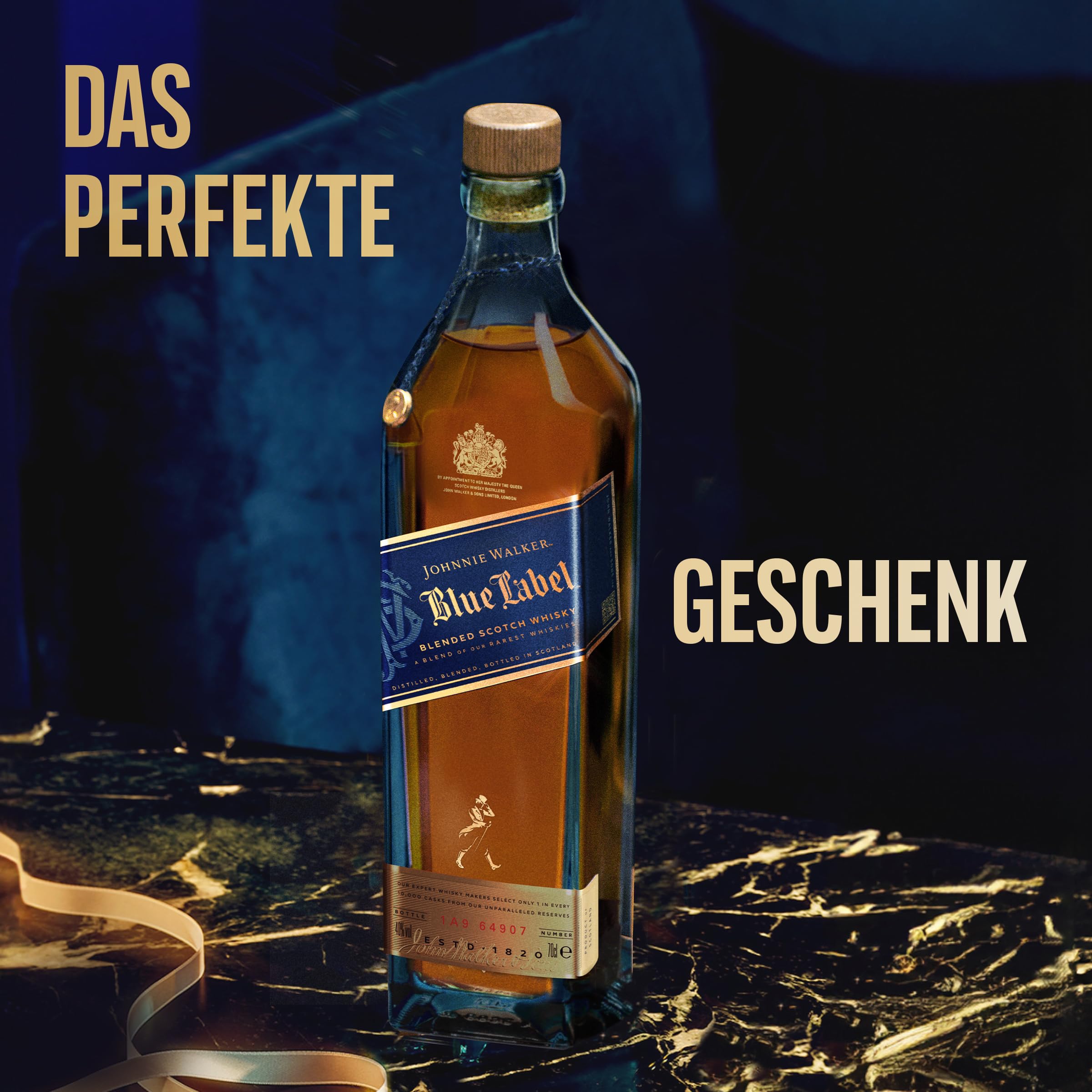 Johnnie Walker Blue Label, Blended Scotch Whisky, aromatisch, blended in den 4 prominentesten, schottischen Whisky-Regionen, 40% vol, 700ml Einzelflasche 5