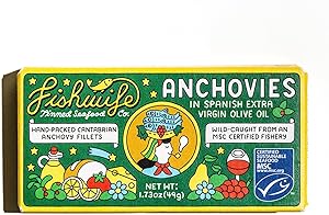 Fishwife Cantabrian Anchovies 1-Pack (1.73 Ounce) - MSC-Certified Sustainable Seafood, High Protein, Gluten Free - Handpacked