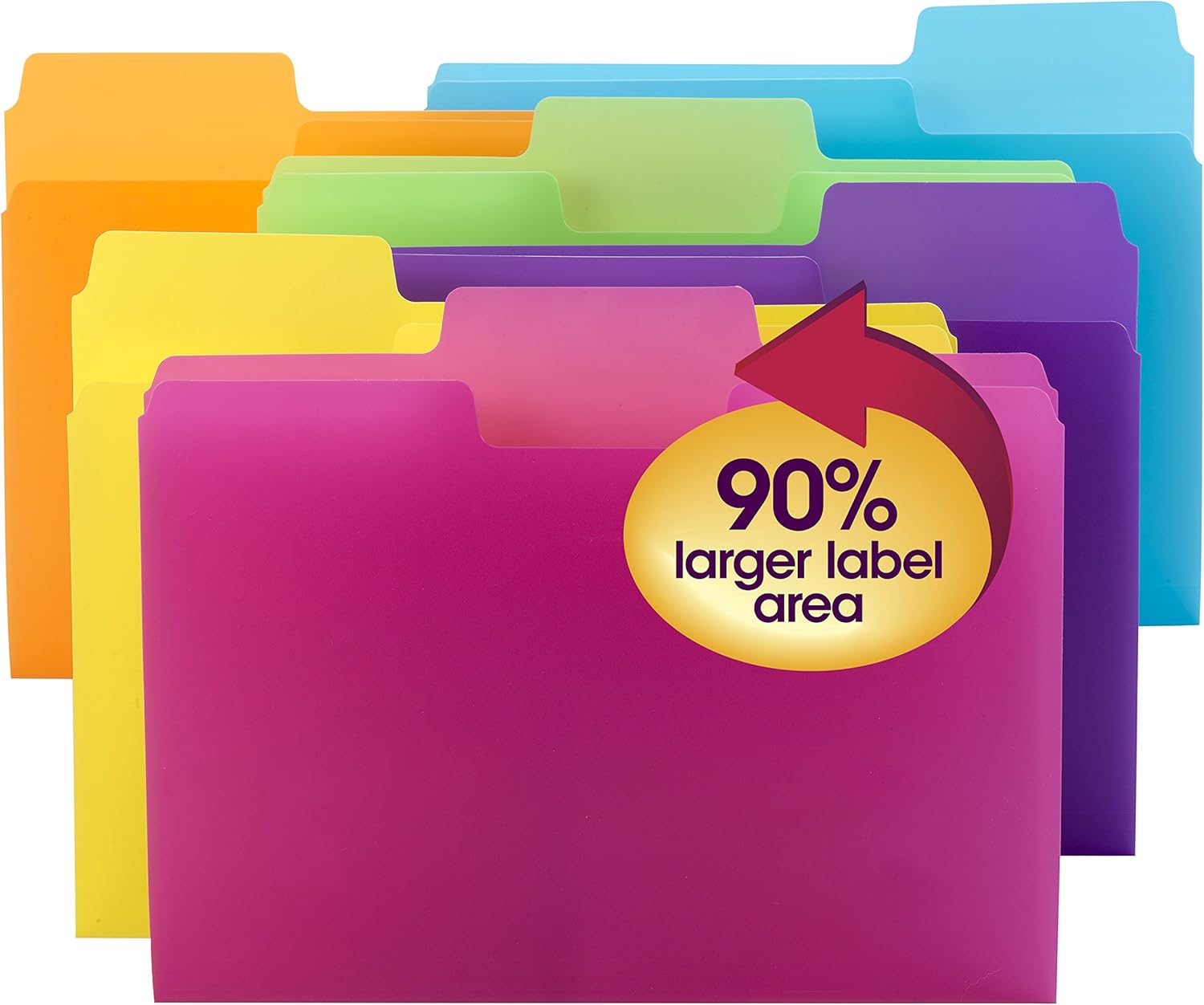 Smead SuperTab File Folder, Oversized 1/3-Cut tab, Letter Size, Poly, 18 per Pack (10515) : Office Products