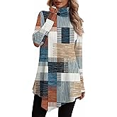 JUSTFASHIONNOW Turtle Neck Shirts for Women Long Sleeve Tunic Tops to Wear with Leggings Dressy Casual Fall Clothes 2025