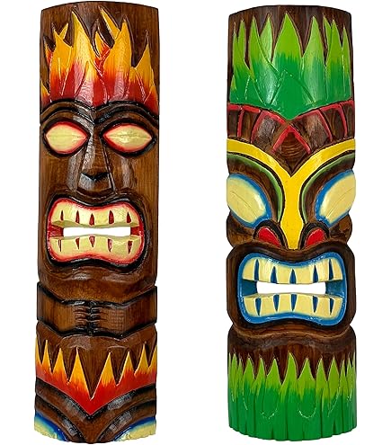 Set Of 5 Polynesian Style Wooden Tiki Masks 12 Inch, One Size - Smith's Food And Drug