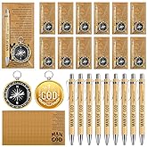 Sayglossy 20 Sets Man of God Gifts for Men, Christian Faith Compass, Ballpoint Pens, Bible Verse Cards with Opp Bags, Religious Encouragement Gifts for Fathers, Pastor, Men of Faith