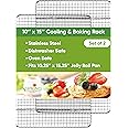 Spring Chef Cooling Rack & Baking Rack - 100% Stainless Steel Cookie Cooling Racks, Wire Rack for Baking, Oven Safe 10 x 15 Inches Fits Jelly Roll Pan - Cooling Racks for Cooking and Baking, Set of 2