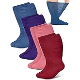 Bunnycool 4 Pairs Extra Wide Socks Swollen 30" Lymphedema Bariatric Socks Non Binding Loose Fit(10-13,Colorful)