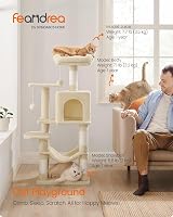 Feandrea Cat Tree Tower 112 cm Multi Level Plush Condo Beige PCT261M01 view 2