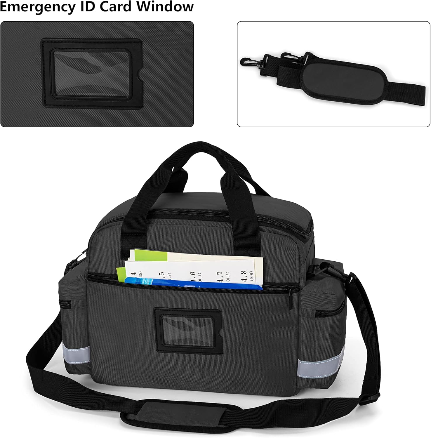 Trunab Medical Supplies Bag, Nurse Bag with Handle and Shoulder Strap for Home Health Care, Hospice Visit, Travel, or Emergency Event, Black, Bag Only: Health & Personal Care