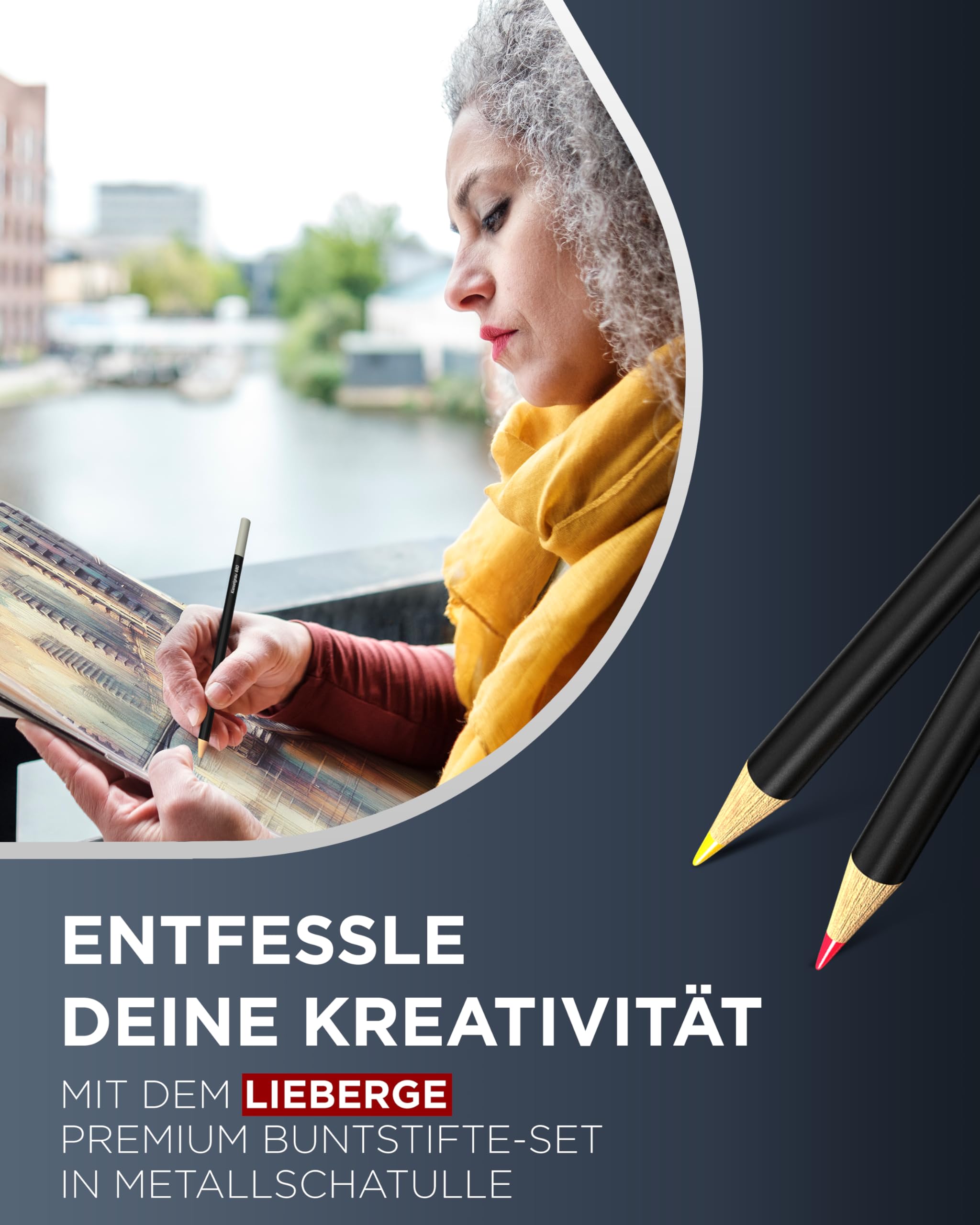 LIEBERGE Premium Buntstifte Set in Metallschatulle – 72 Farben – hochpigmentierte Colored Pencils – bruchsicher, weiche Farbabgabe | Malstifte für Erwachsene, Kinder und Künstler (Metallschatulle) 2