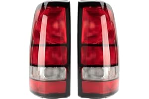 MiKaFex Tail Light Housing Compatible With 1999-2002 Chevy Silverado 1500 2500 3500 1999-2006 GMC Sierra Driver and Passenger Side Rear Brake Lamps Without Bulb,Black Edge