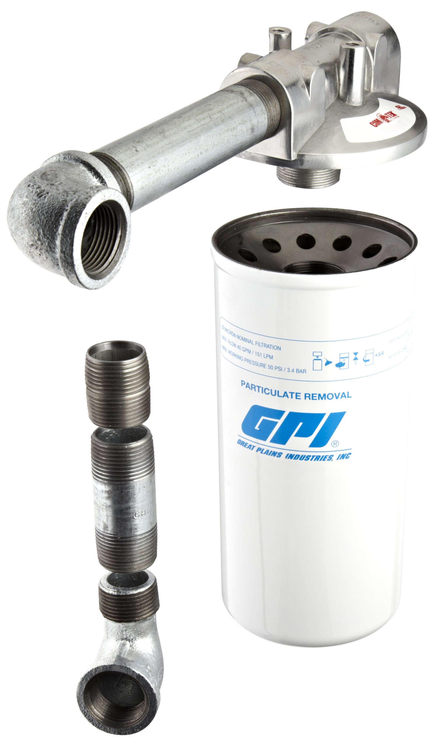 GPI Particulate Fuel Filter Kit, 40GPM (151 LPM), 30 Micron, 1Inch