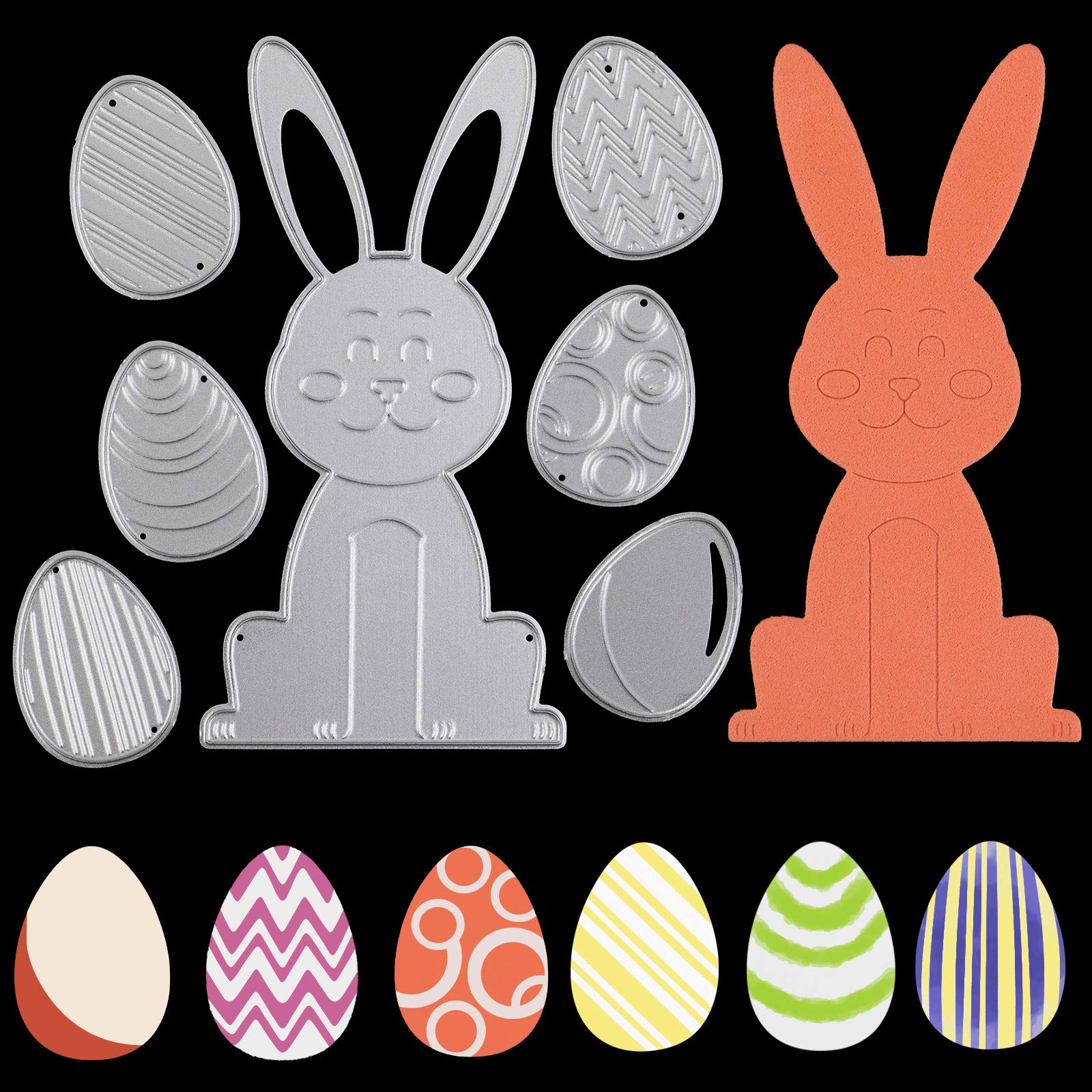 OOTSR Die Cuts for Card Making, Egg & Rabbit Craft Cutting Dies, Metal Embossing Stencil Template for DIY Paper Art Craft, Scrapbooking, Photo Album Decor