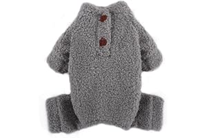 FETTORLER Teddy Fleece Dog Pajamas for Small Dogs Girl Winter Warm Puppy Pjs Clothes Sweater Outfit Cold Weather Dog Coat Plain Pet Onesie Apparel for Chihuahua Yorkie Teacup Cat Jumpsuits (Small, Grey)