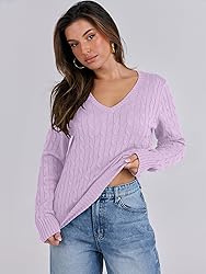 ANRABESS Womens Long Sleeve Cable Knit Sweater 2025