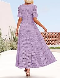 ZESICA Women's 2025 Summer Short Sleeve Maxi Dress