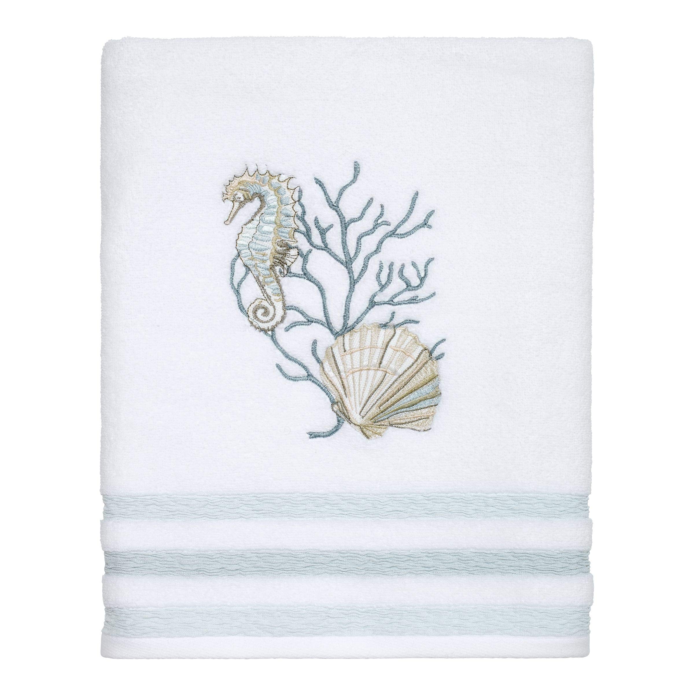 Avanti Linens Coastal Terrazzo Collection, Cotton, White, Bath Towel