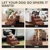 Masthome 3-Step Dog Steps Sofa Ramp Brown 60x40x40 cm Non Slip view 7