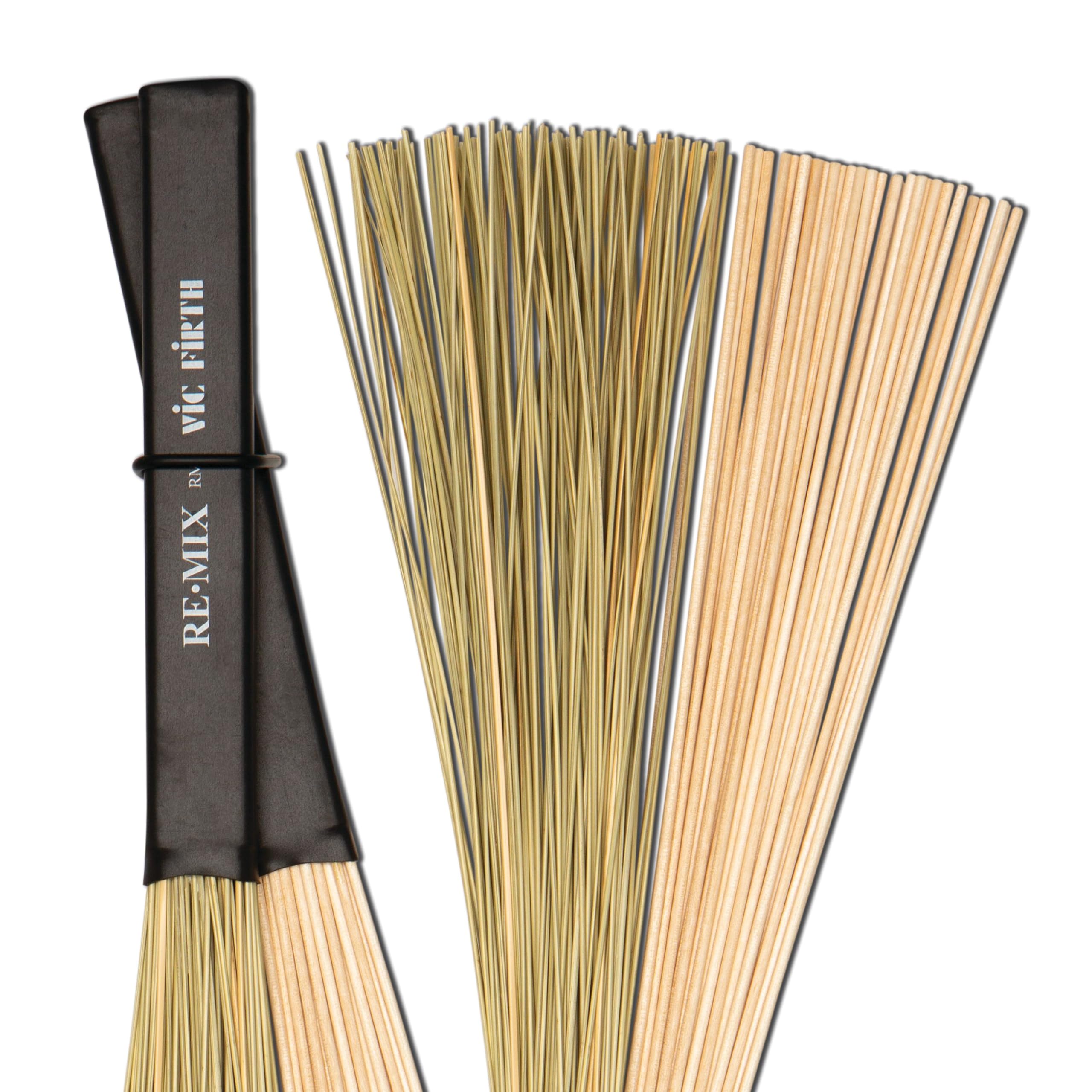 Vic FIrth - RE-MIX Brushes - 2-Pair Combo Pack - African Grass and Birch Dowels
