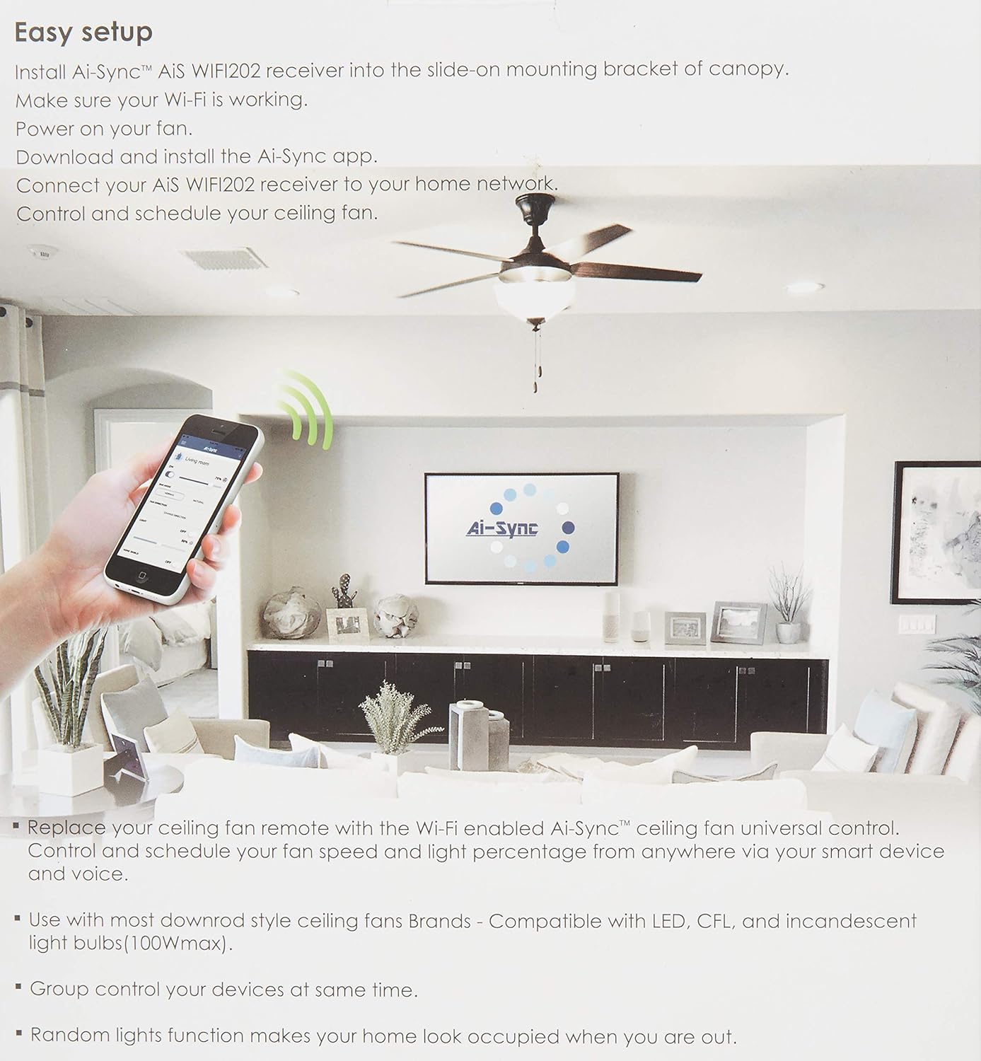 Ai Sync Ais Wifi202 Ais Tr100 Smart Ceiling Fan Remote