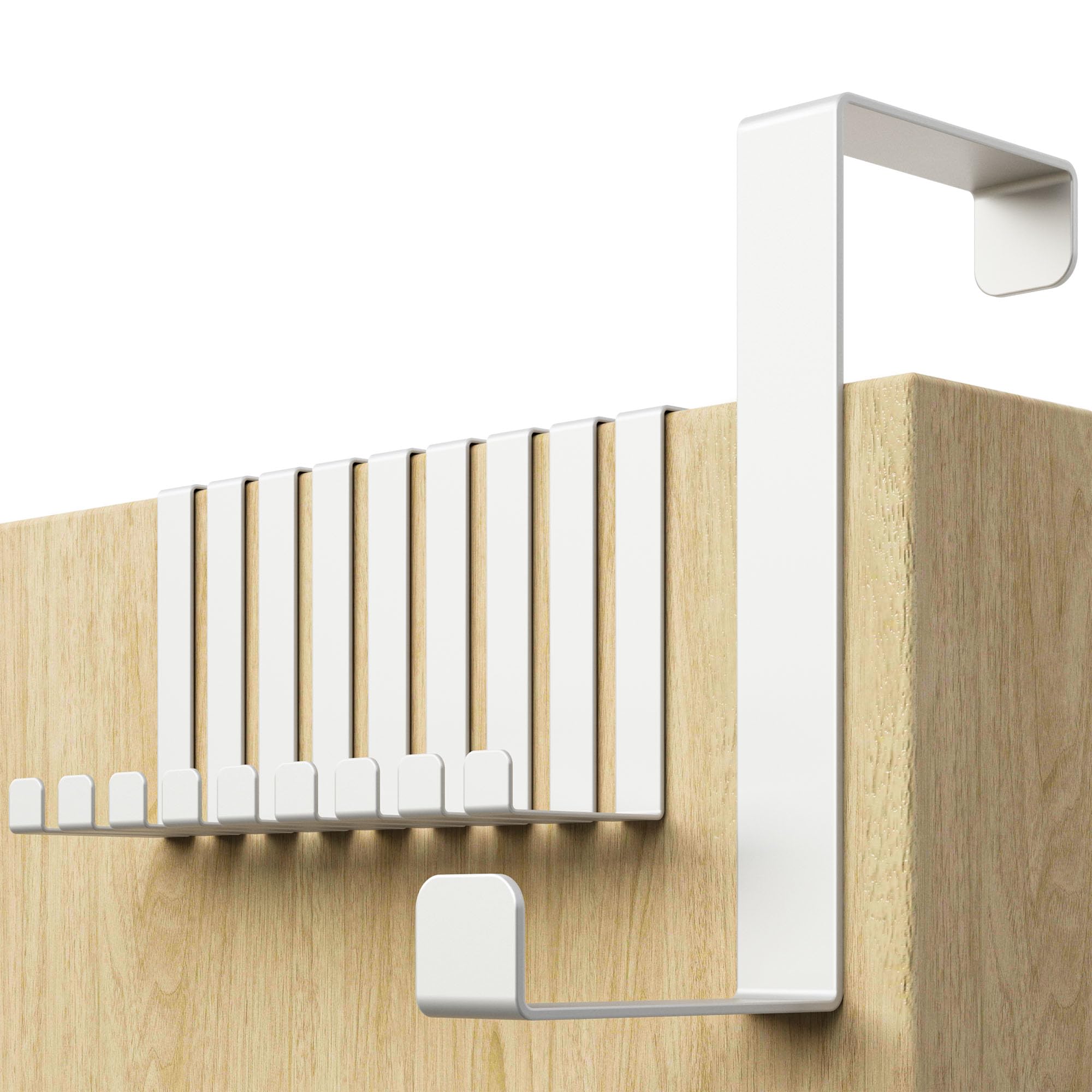 Menz Stahlwaren Over Door Hanger – Set of 10 - White Coat Hooks for Width 1.4" and 1.6" - Over Door Hook for Hanging Clothes, Coat Hooks
