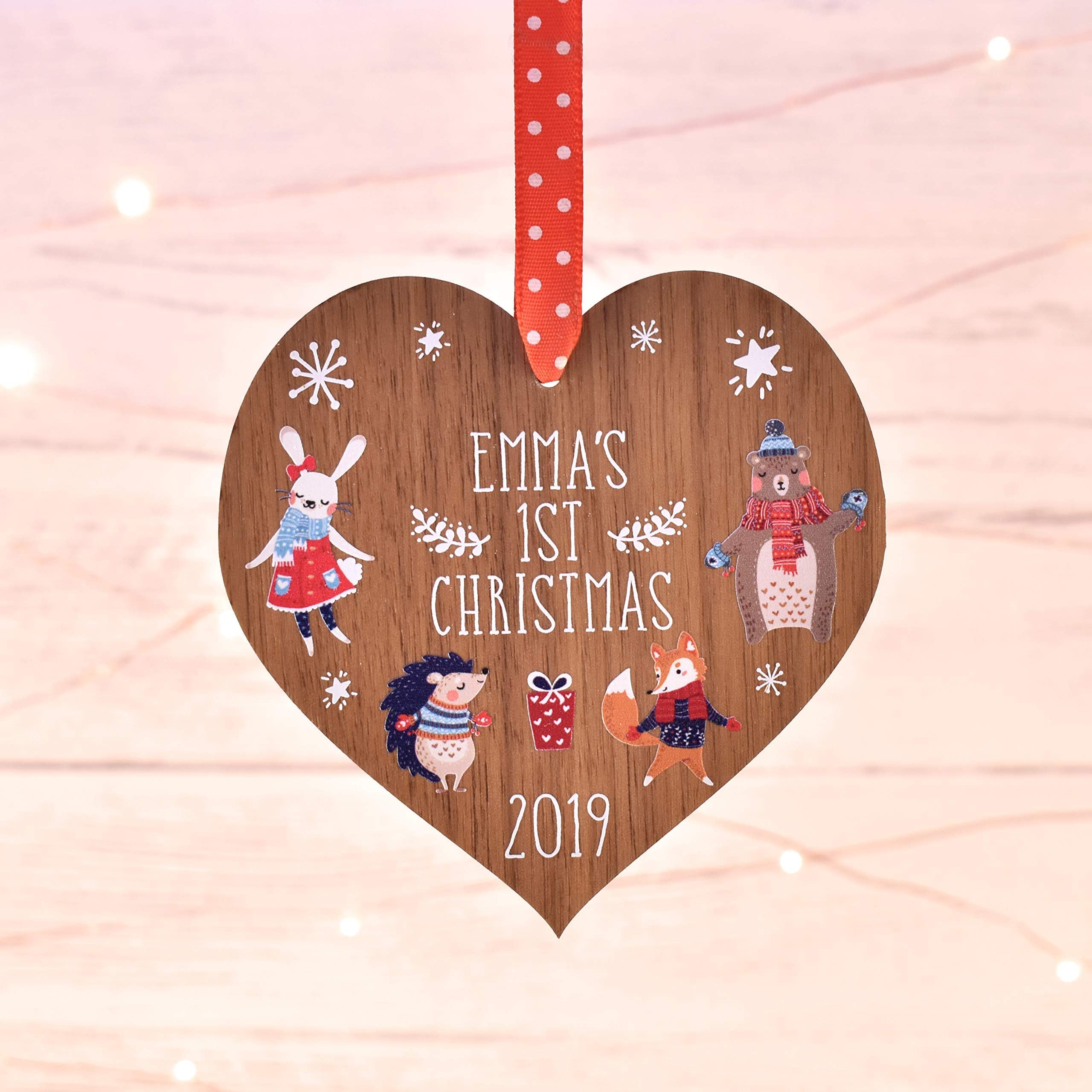 Personalised My First Christmas Bauble | Fox Rabbit Design | Tree Decorations Baby's 1st New Baby | Christmas Gifts for boy or girl
