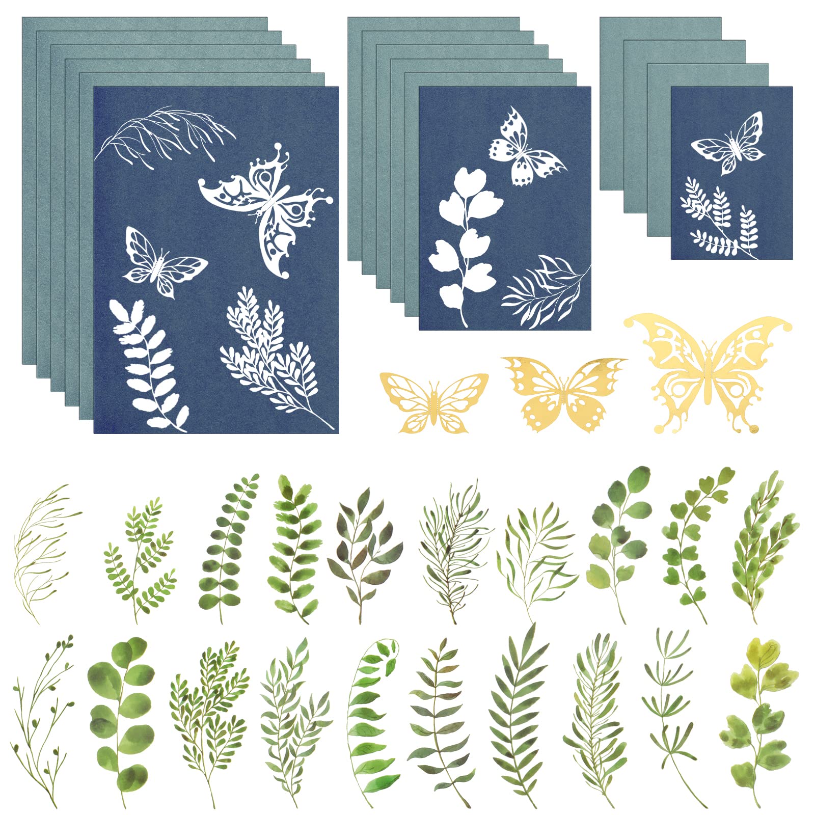 Mwoot 16 Pieces Cyanotype Paper Kit for Kids, Adults and Beginners, Solar Drawing with Cyanotype Materials for Arts, Crafts, DIY Projects and Wall Art Decoration