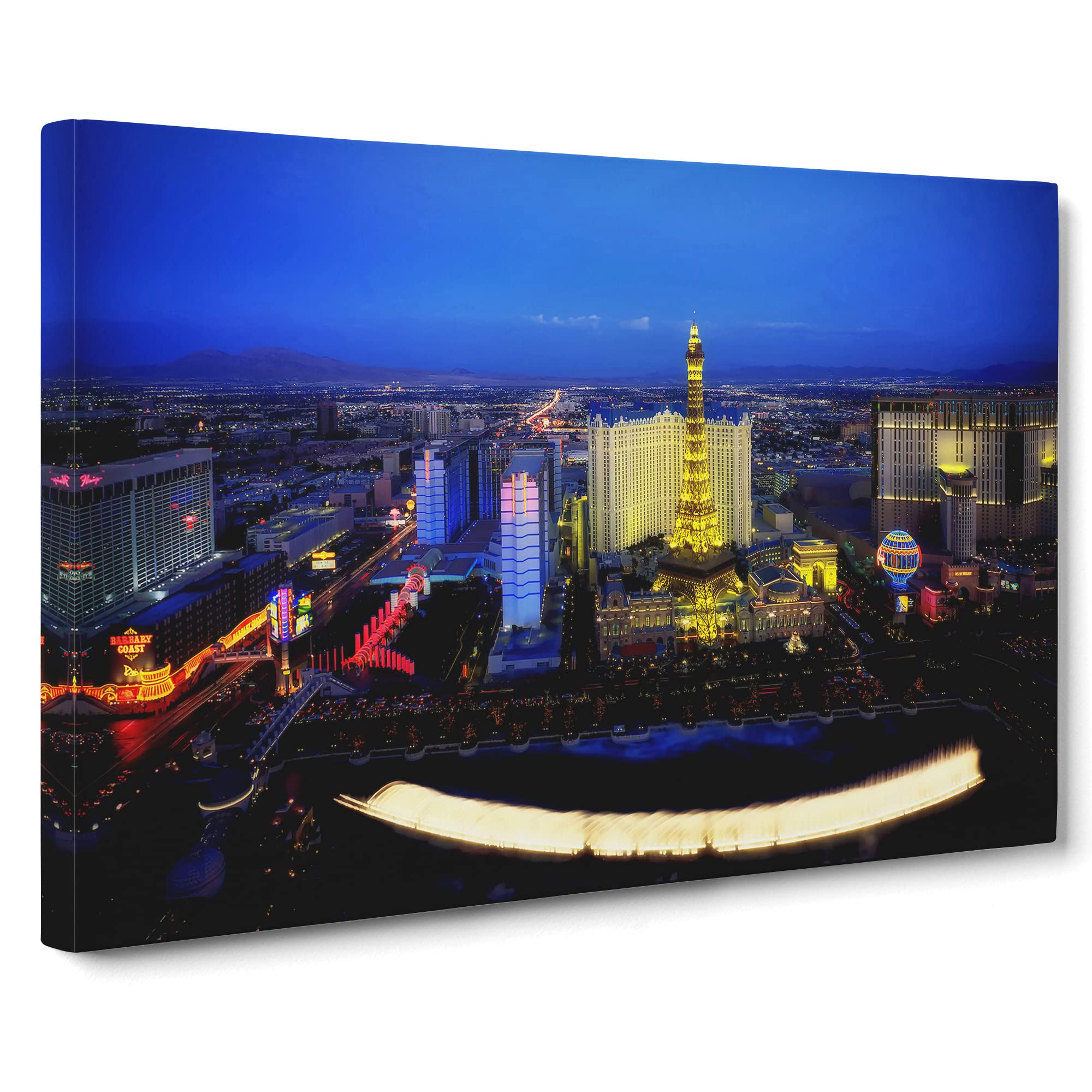 Las Vegas Strip Skyline Nevada USA No.1 Canvas Print | Gallery Wrapped 30mm Frame Wall Art | 20x14 inches | Ready to Hang | Modern Cityscape Picture | Living Room Bedroom Lounge Office