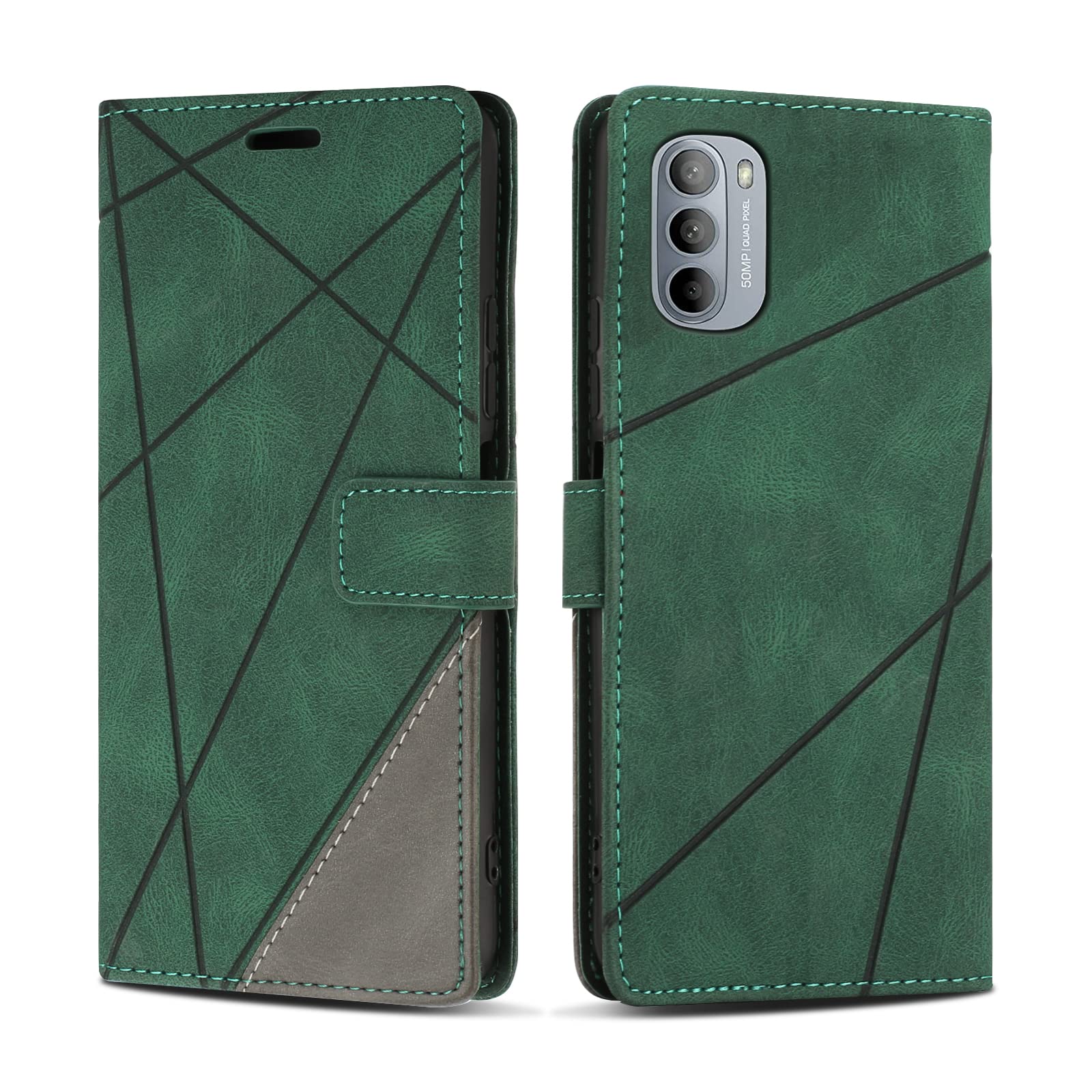 SONWO Case for Moto G31 / Moto G41, Premium PU Leather Flip Wallet Case Magnetic Closure Cover Case Card Slots kickstand Phone Case for Moto G31 / Moto G41, Green — image 1